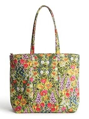 Floral Quilted Tote Bag - Green Multicolor